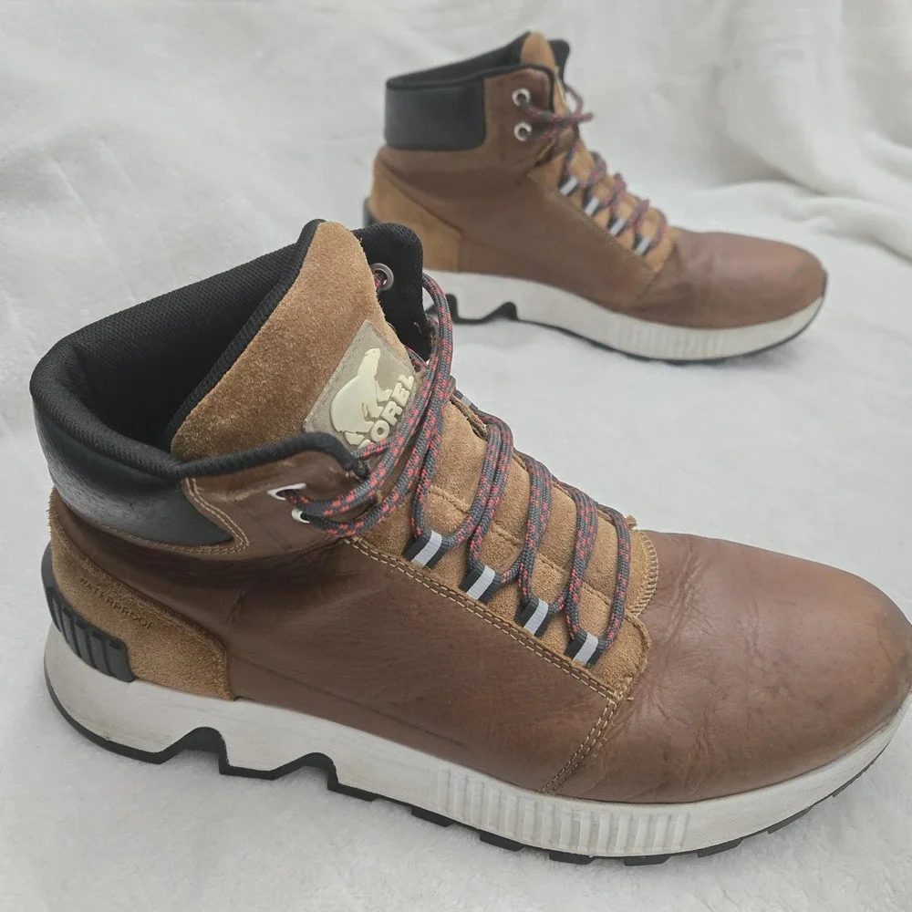 Sorel Brown Leather & Suede Lace-Up Rain & Snow Boots